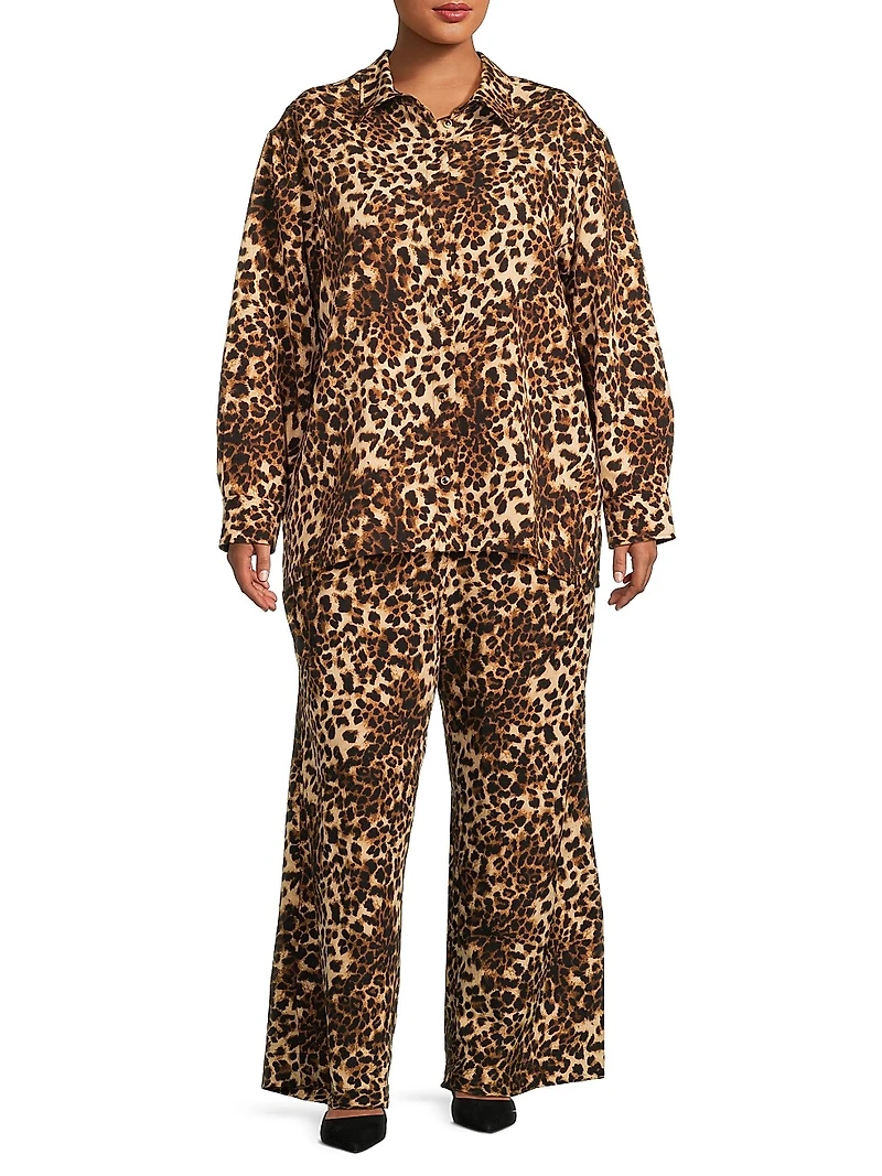 Riley Leopard Wide-Leg Pants