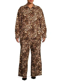 Riley Leopard Wide-Leg Pants