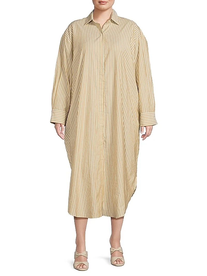 Mia Striped Oversized Cotton Shirtdress