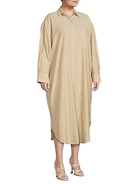 Mia Striped Oversized Cotton Shirtdress