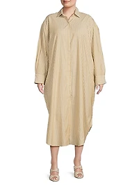 Mia Striped Oversized Cotton Shirtdress