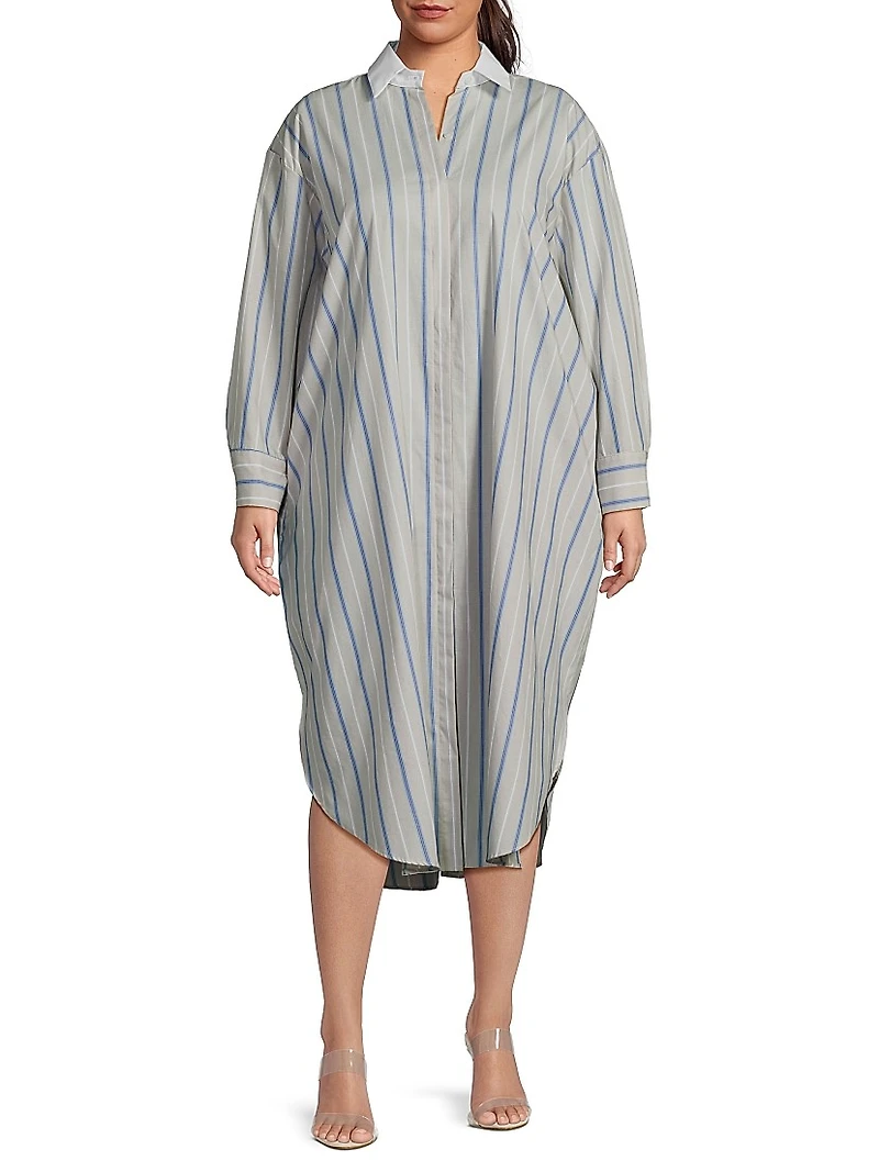 Mia Striped Cotton Shirtdress