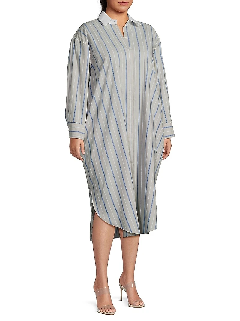 Mia Striped Cotton Shirtdress