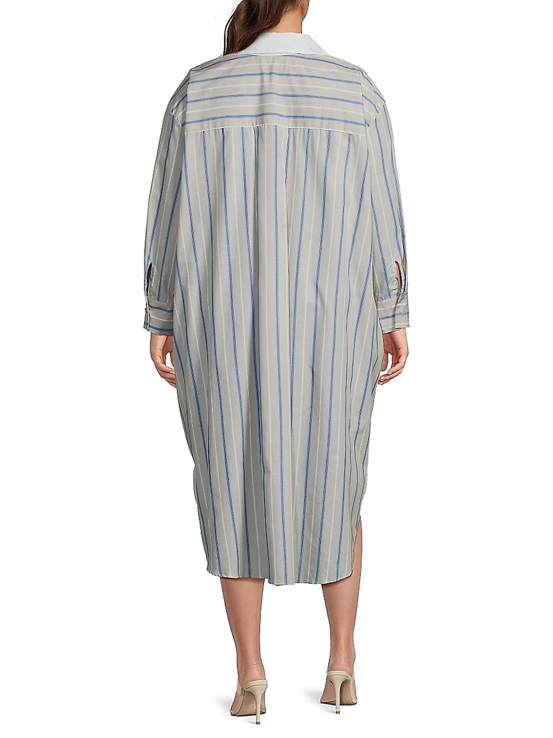 Mia Striped Cotton Shirtdress