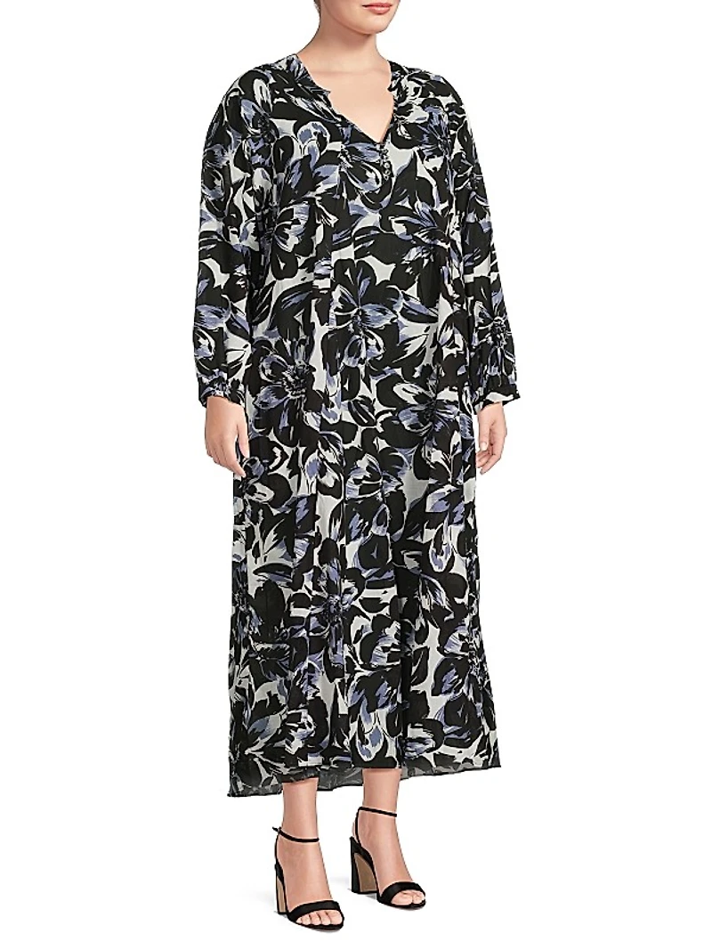 Denni Floral Cotton Maxi Dress