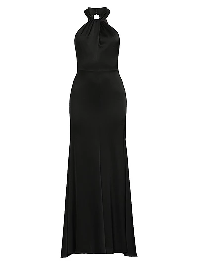 Wilde Satin Halterneck Maxi Dress