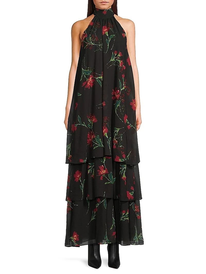 Eden Floral Halterneck Maxi Dress