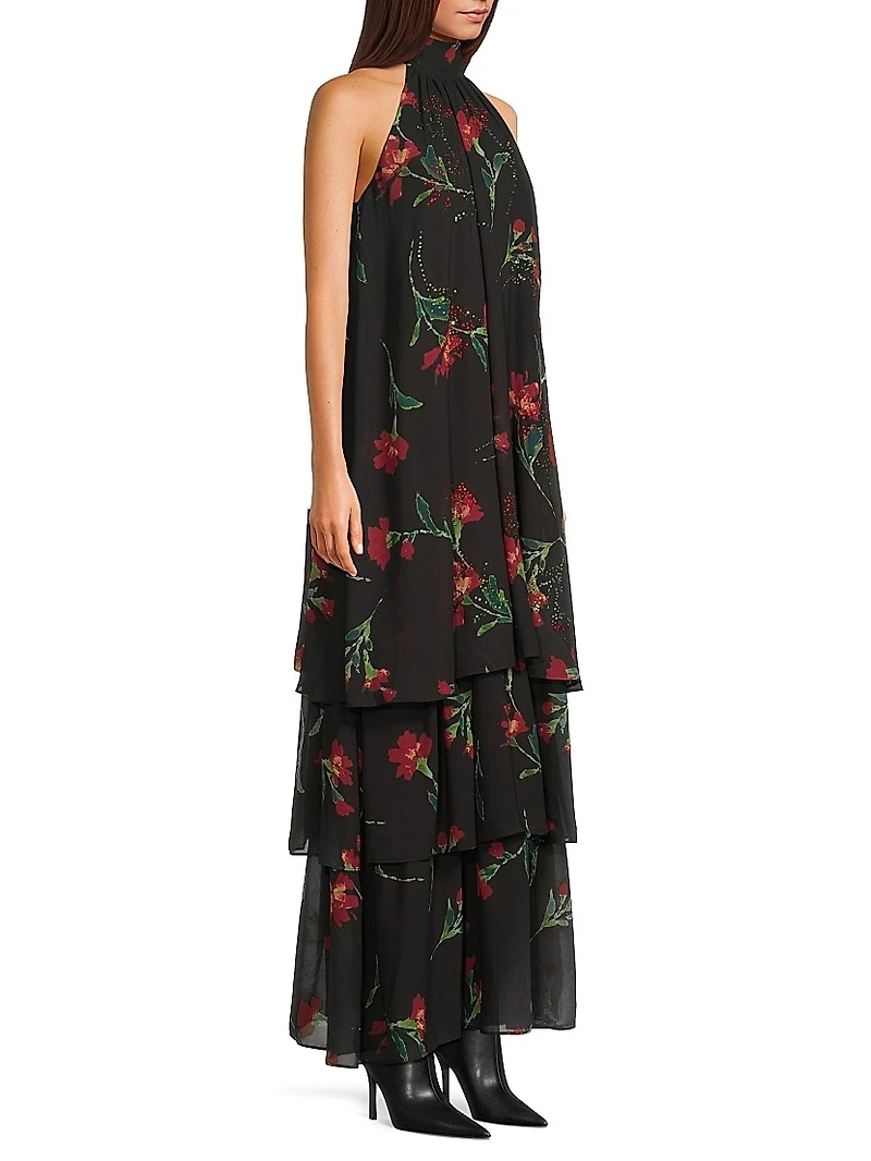 Eden Floral Halterneck Maxi Dress