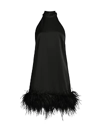 ONLY AT SAKS. Sari Feather-Trim Minidress