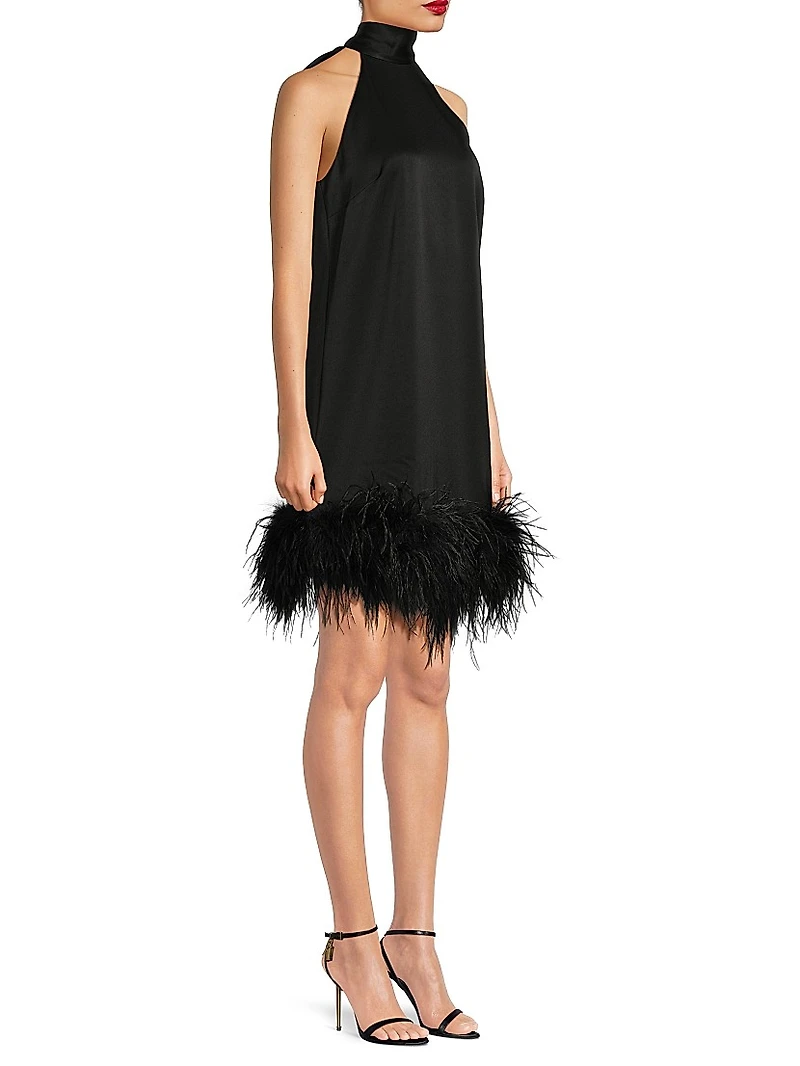 ONLY AT SAKS. Sari Feather-Trim Minidress