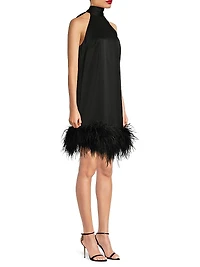 ONLY AT SAKS. Sari Feather-Trim Minidress