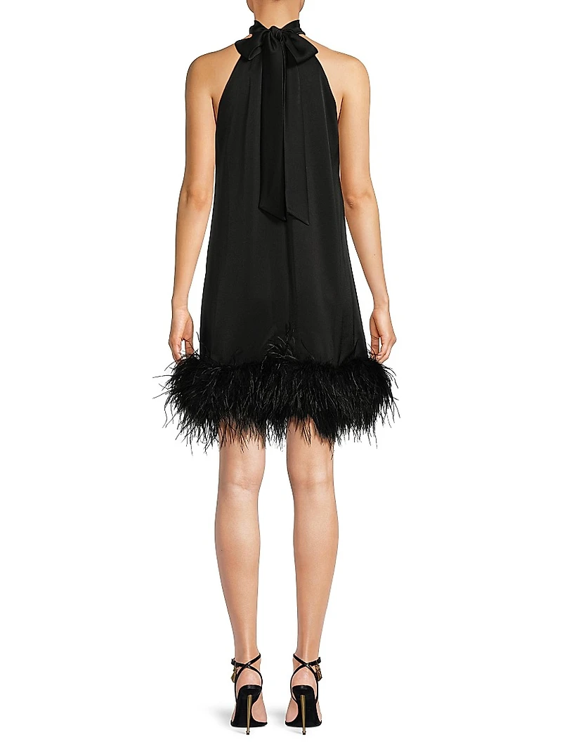 ONLY AT SAKS. Sari Feather-Trim Minidress