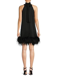 ONLY AT SAKS. Sari Feather-Trim Minidress