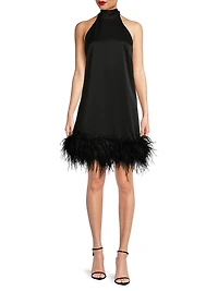 ONLY AT SAKS. Sari Feather-Trim Minidress