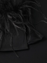Luna Feather-Cuff Satin Blouse