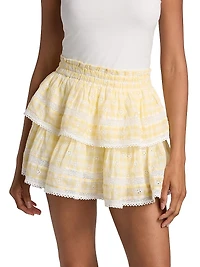 Cotton Tiered Ruffled Miniskirt