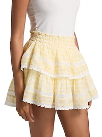 Cotton Tiered Ruffled Miniskirt