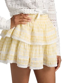 Cotton Tiered Ruffled Miniskirt