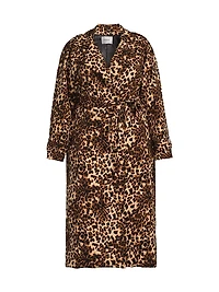 Aria Leopard Double-Breasted Trench Coat