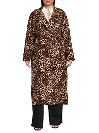 Aria Leopard Double-Breasted Trench Coat