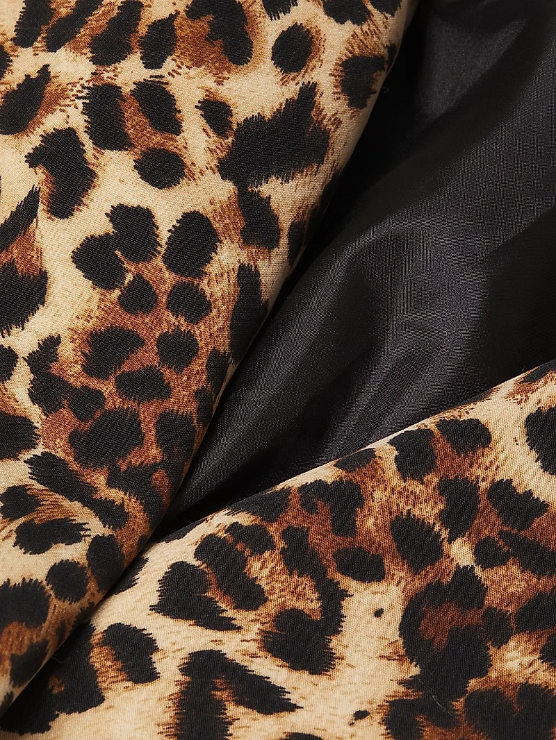 Aria Leopard Double-Breasted Trench Coat