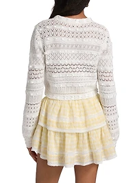 Roseline Bow Pointelle-Knit Cardigan