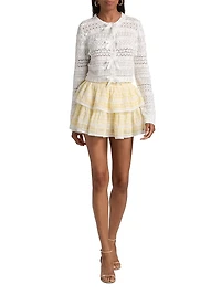 Roseline Bow Pointelle-Knit Cardigan