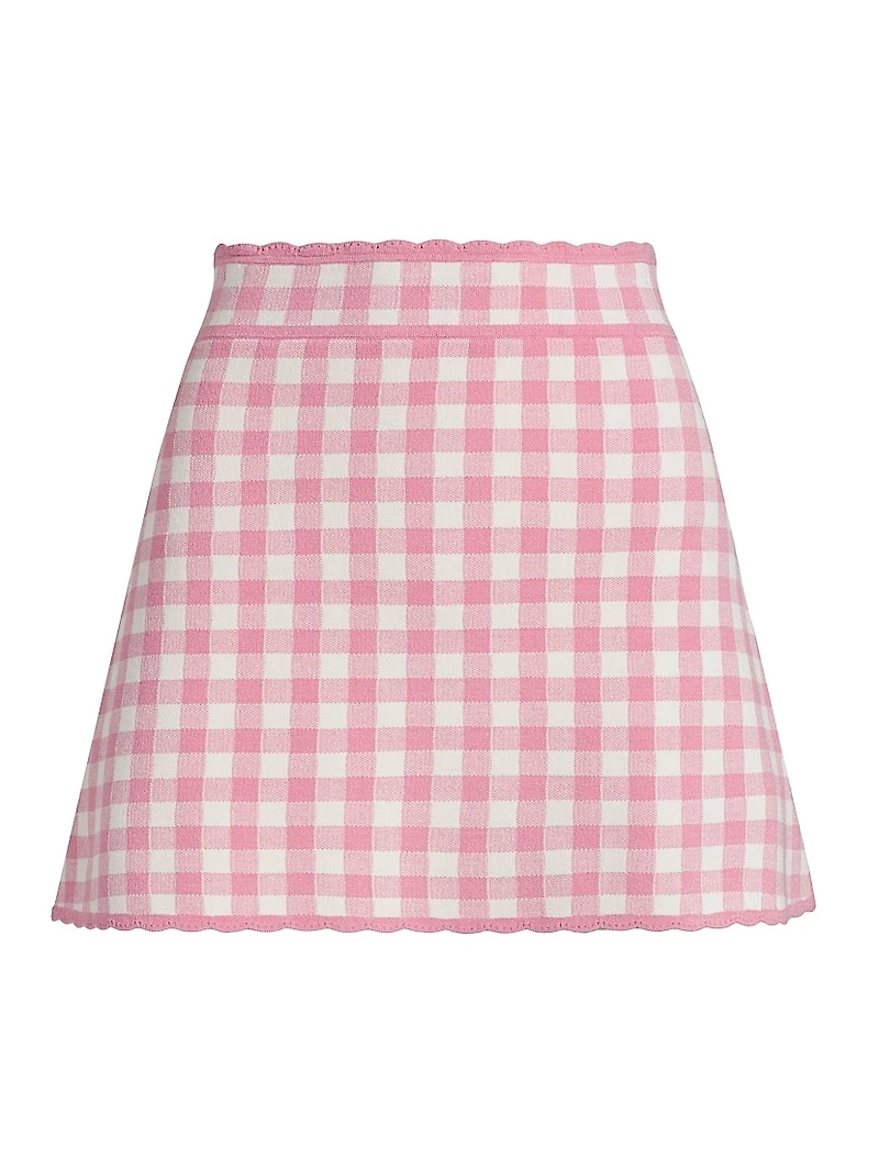 Muna Knit Gingham A-Line Miniskirt