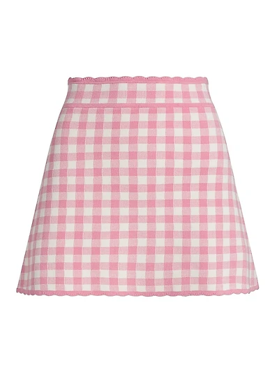 Muna Knit Gingham A-Line Miniskirt