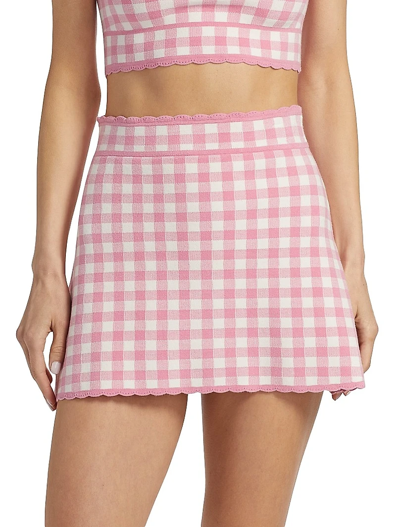 Muna Knit Gingham A-Line Miniskirt