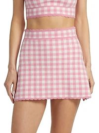 Muna Knit Gingham A-Line Miniskirt