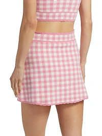 Muna Knit Gingham A-Line Miniskirt