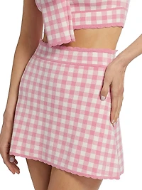 Muna Knit Gingham A-Line Miniskirt
