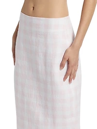 Biselle Checked Linen Midi-Skirt