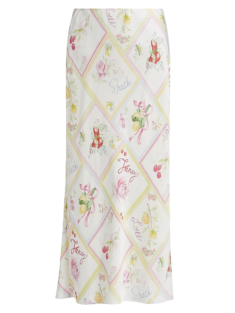 Castle Printed Silk-Blend Midi-Skirt