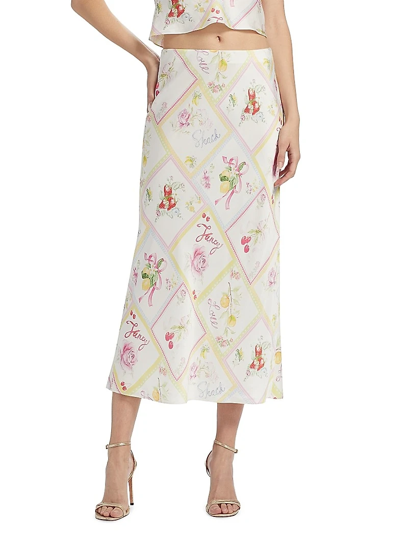 Castle Printed Silk-Blend Midi-Skirt