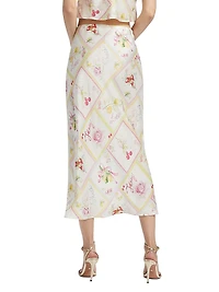 Castle Printed Silk-Blend Midi-Skirt