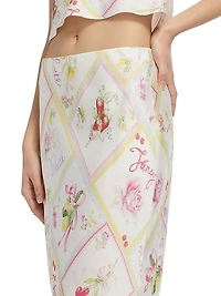 Castle Printed Silk-Blend Midi-Skirt
