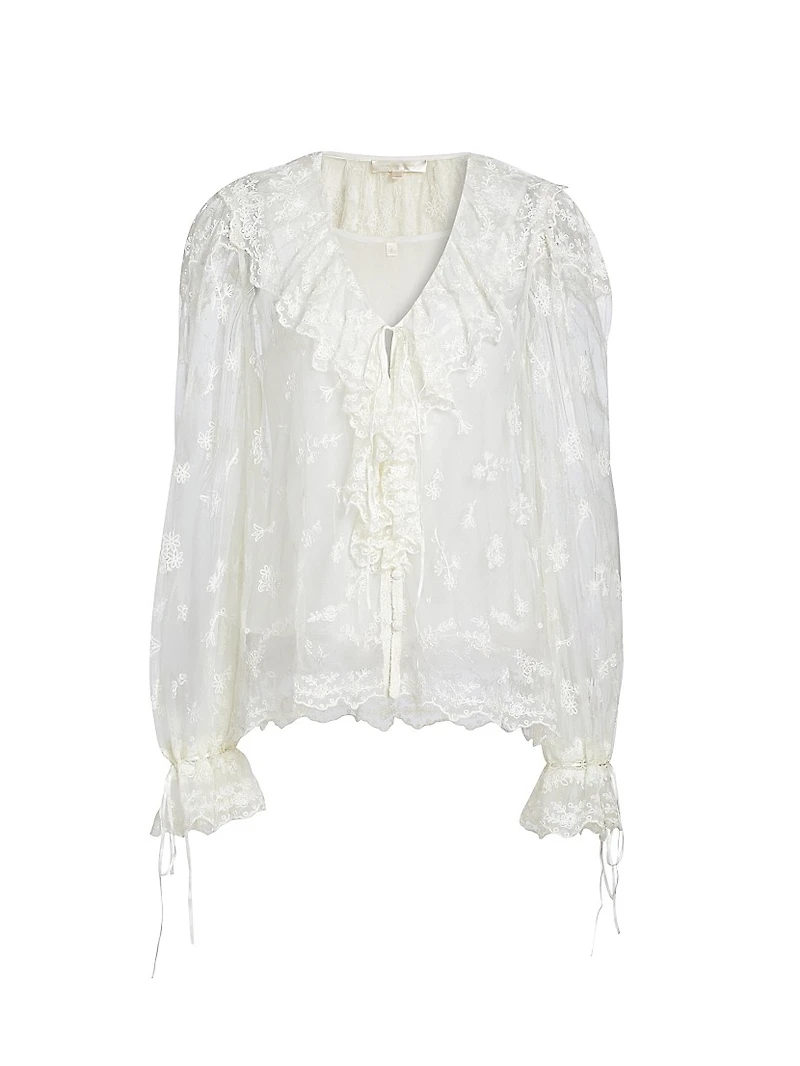 Aubrenna Floral Semi-Sheer Top