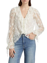 Aubrenna Floral Semi-Sheer Top
