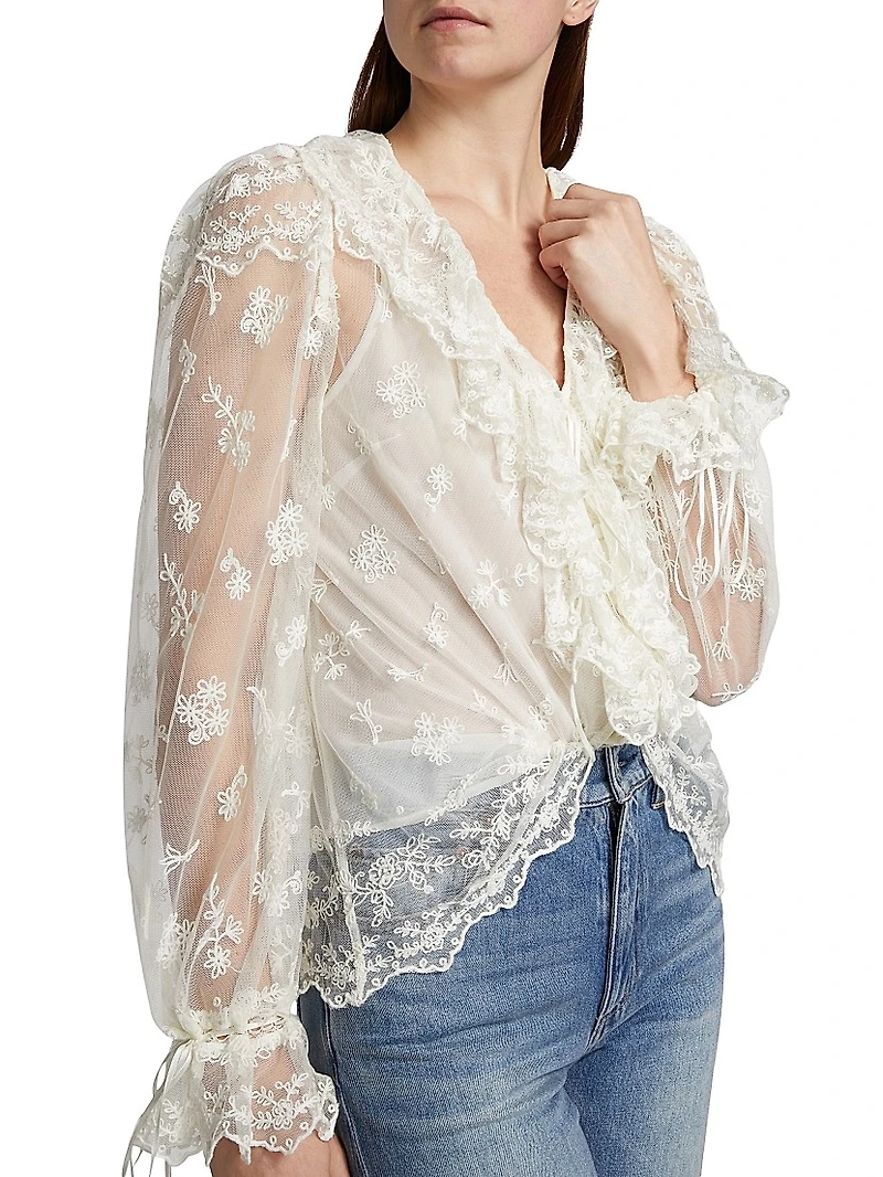 Aubrenna Floral Semi-Sheer Top