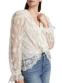 Aubrenna Floral Semi-Sheer Top