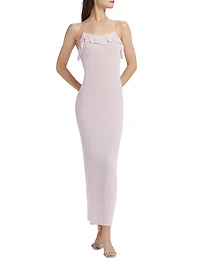 Alivia Ruffled Pointelle-knit Maxi Dress