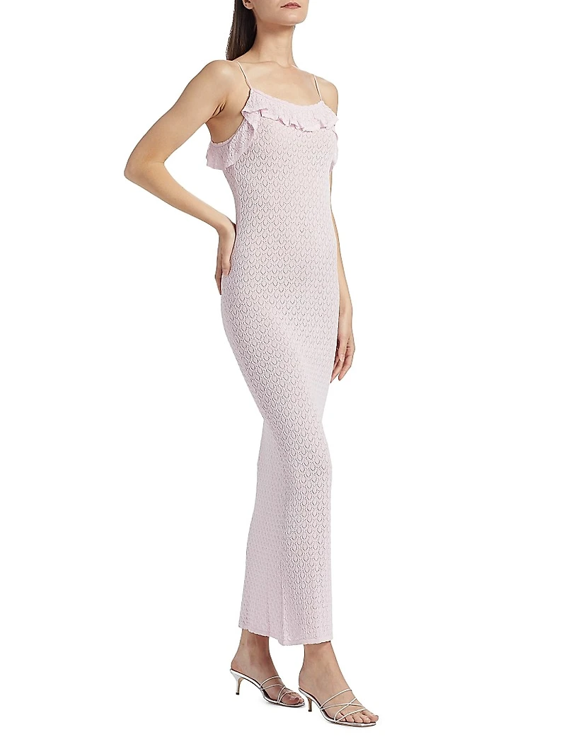 Alivia Ruffled Pointelle-knit Maxi Dress