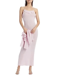 Alivia Ruffled Pointelle-knit Maxi Dress