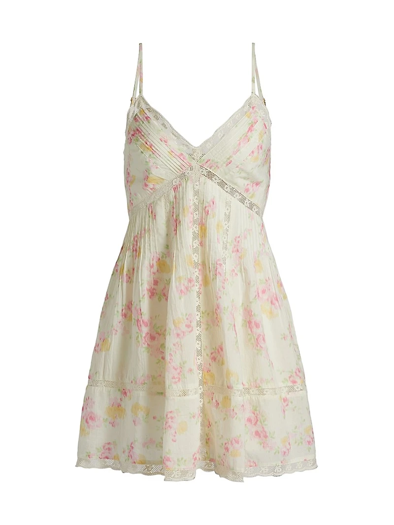 Docila Floral Cotton Lace-Trim Minidress