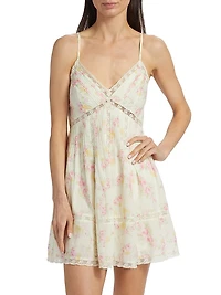 Docila Floral Cotton Lace-Trim Minidress