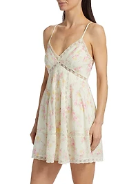 Docila Floral Cotton Lace-Trim Minidress