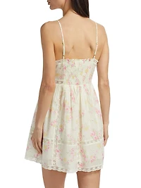 Docila Floral Cotton Lace-Trim Minidress