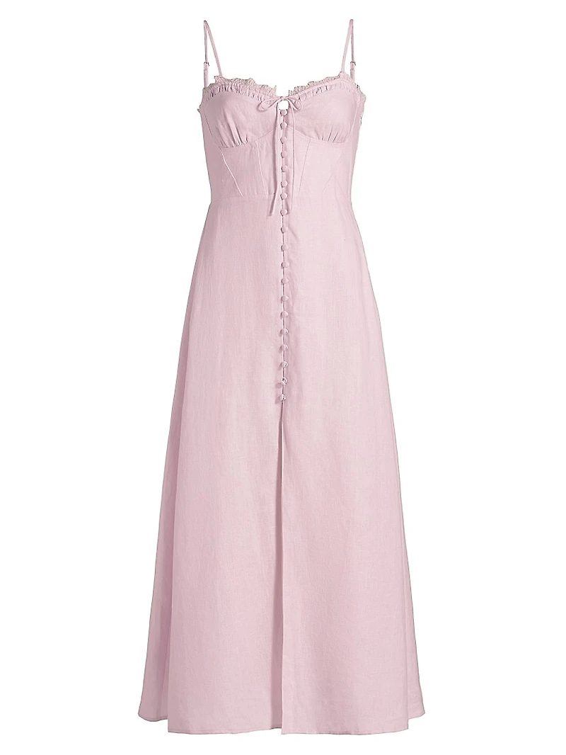 Linella Linen Sweetheart Fit & Flare Maxi Dress